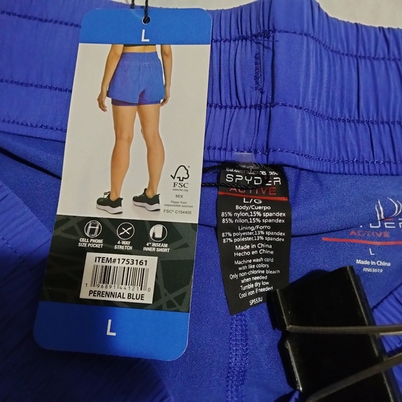 Spyder Active Ladies' Woven Shorts Blue Size L 1753161 NWT - Picture 4 of 6